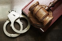 Gavel and handcuffs for sex crime